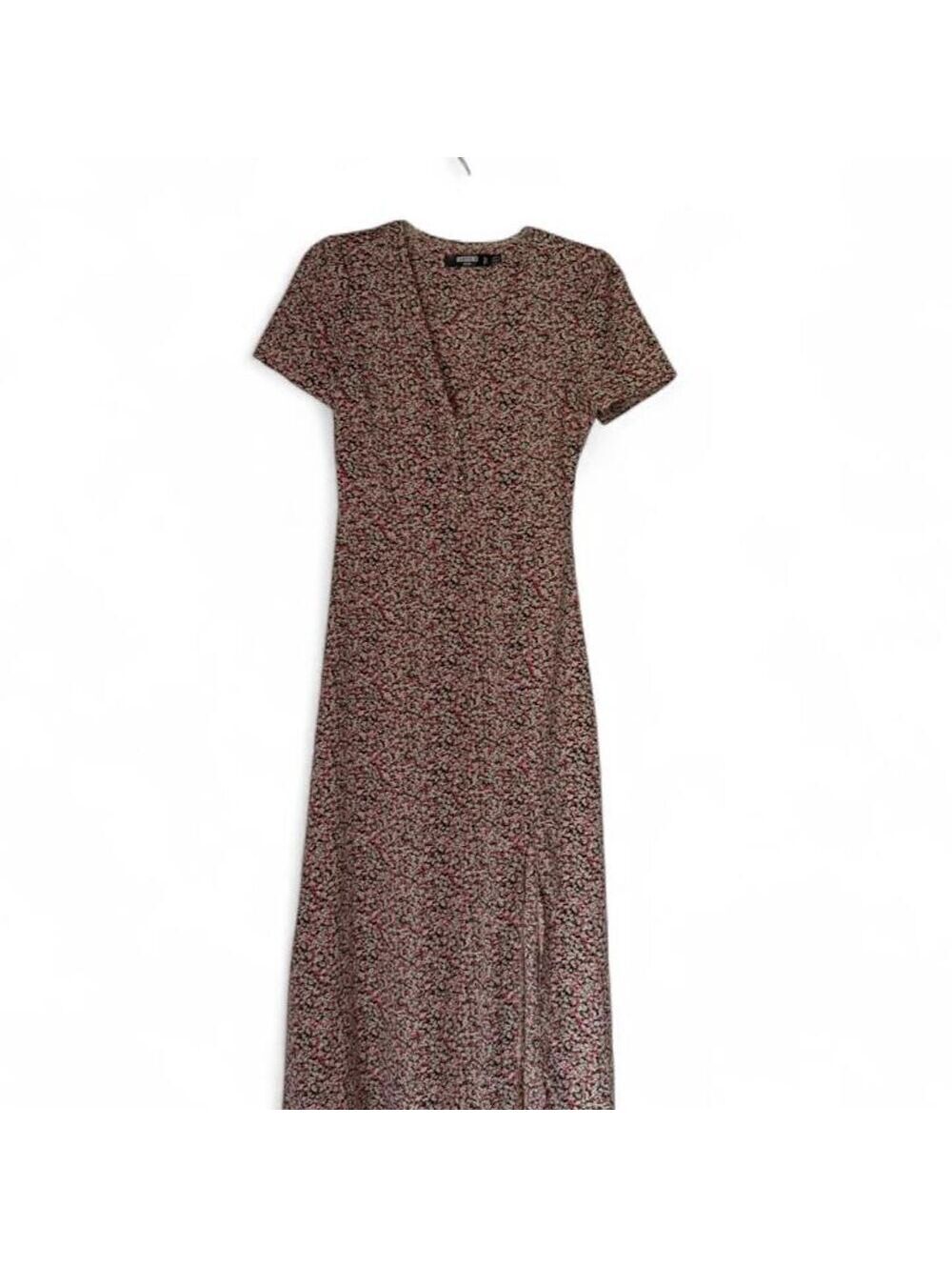 Women's Missguided Blush Floral Half Button Midi Tea Dress Size 6 mu;ticolor